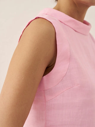LINTICO linen draped collar tank top with relaxed fit, showcasing soft fabric and stylish design for casual wear.