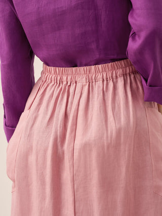 100% Linen Elastic Waist Skirt MARINA - Glamourous Grace