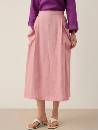 100% Linen Elastic Waist Skirt MARINA - Glamourous Grace