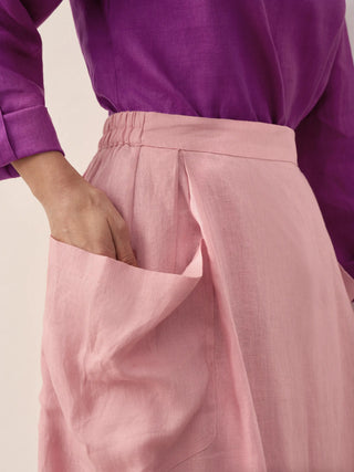 100% Linen Elastic Waist Skirt MARINA - Glamourous Grace