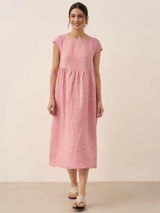 Linen Striped Cap Sleeve Washed Maxi Dress JOAN - Glamourous Grace