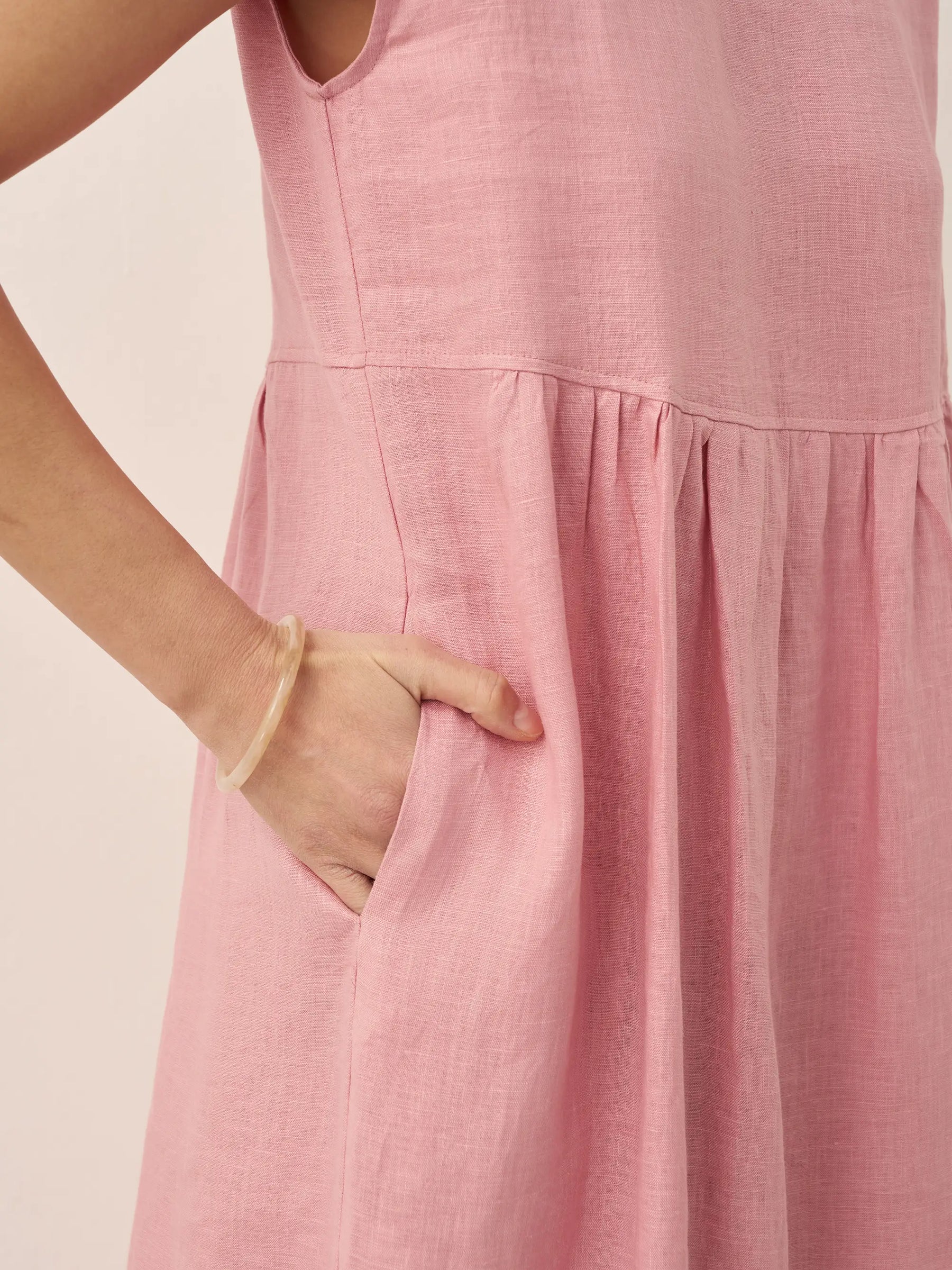 100% Linen Cap Sleeve Washed Maxi Dress JOAN - Glamourous Grace