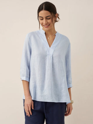 LINTICO Joanna 100% linen dress shirt, light and breathable blouse with a classic collar and button-front design.
