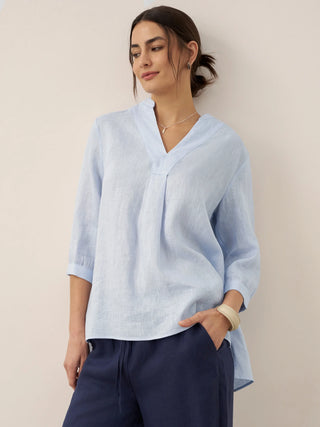 LINTICO Joanna linen dress shirt, 100% linen blouse in a soft, neutral color with a classic collar and button-front design.