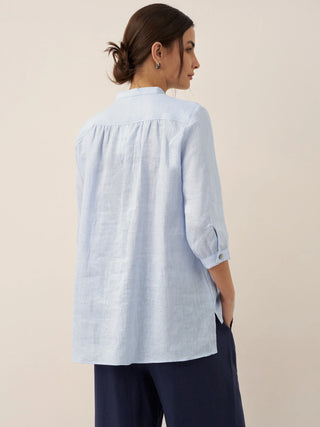 LINTICO Joanna 100% linen dress shirt, light beige blouse with a classic collar and button-front, casual and breathable for warm weather.