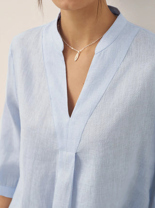 LINTICO Joanna 100% linen dress shirt, light and breathable blouse with classic collar and long sleeves, in soft linen fabric