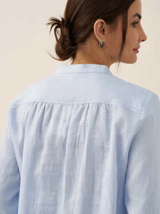 LINTICO Joanna 100% linen dress shirt, lightweight blouse with classic collar and button-front, in natural linen fabric.