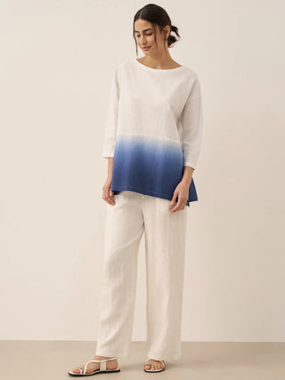 Linen White Boat Neck Oversized Top AVA - Glamourous Grace