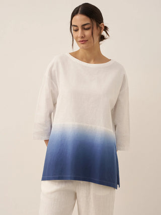 Linen White Boat Neck Oversized Top AVA - Glamourous Grace