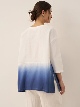 Linen White Boat Neck Oversized Top AVA - Glamourous Grace
