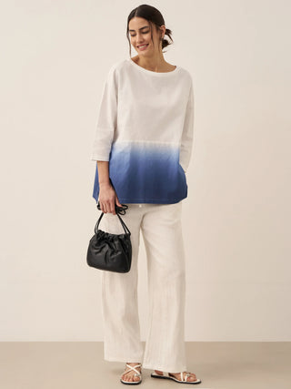 Linen White Boat Neck Oversized Top AVA - Glamourous Grace