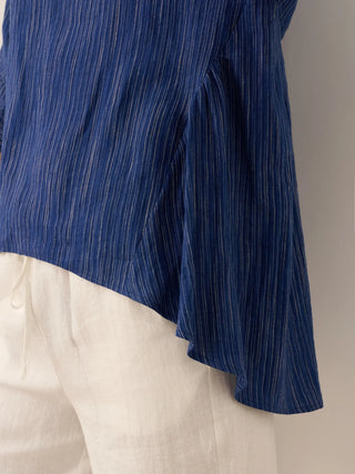 100% Linen Round Neck Artistic Stripe Top FLORENCE - Glamourous Grace