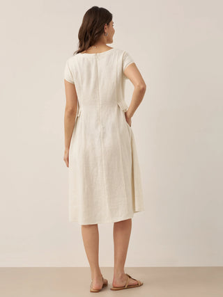 100% Linen Natural Summer V-Neck Dress ALEXA - Glamourous Grace