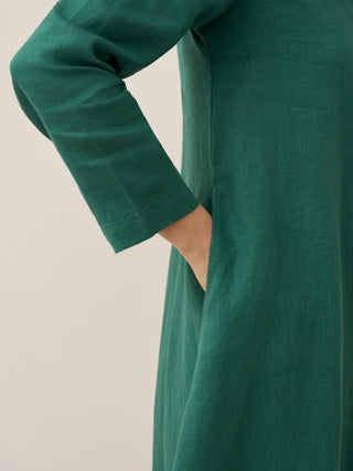 100% Linen Hooded Pullover Maxi Dress REBECCA - Glamourous Grace