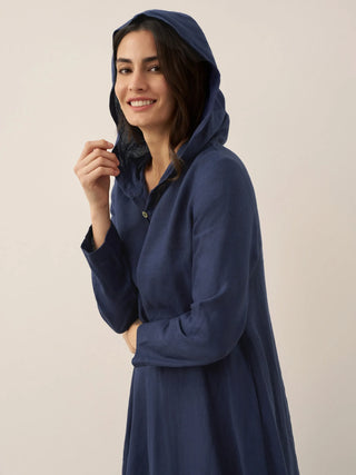 100% Linen Hooded Pullover Maxi Dress REBECCA - Glamourous Grace