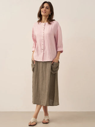 100% Linen Elastic Waist Skirt MARINA - Glamourous Grace