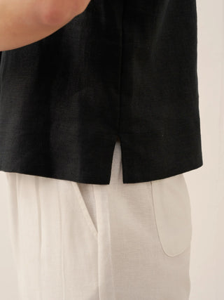 100% Linen Button-Up Short Sleeve Shirt ORENDA