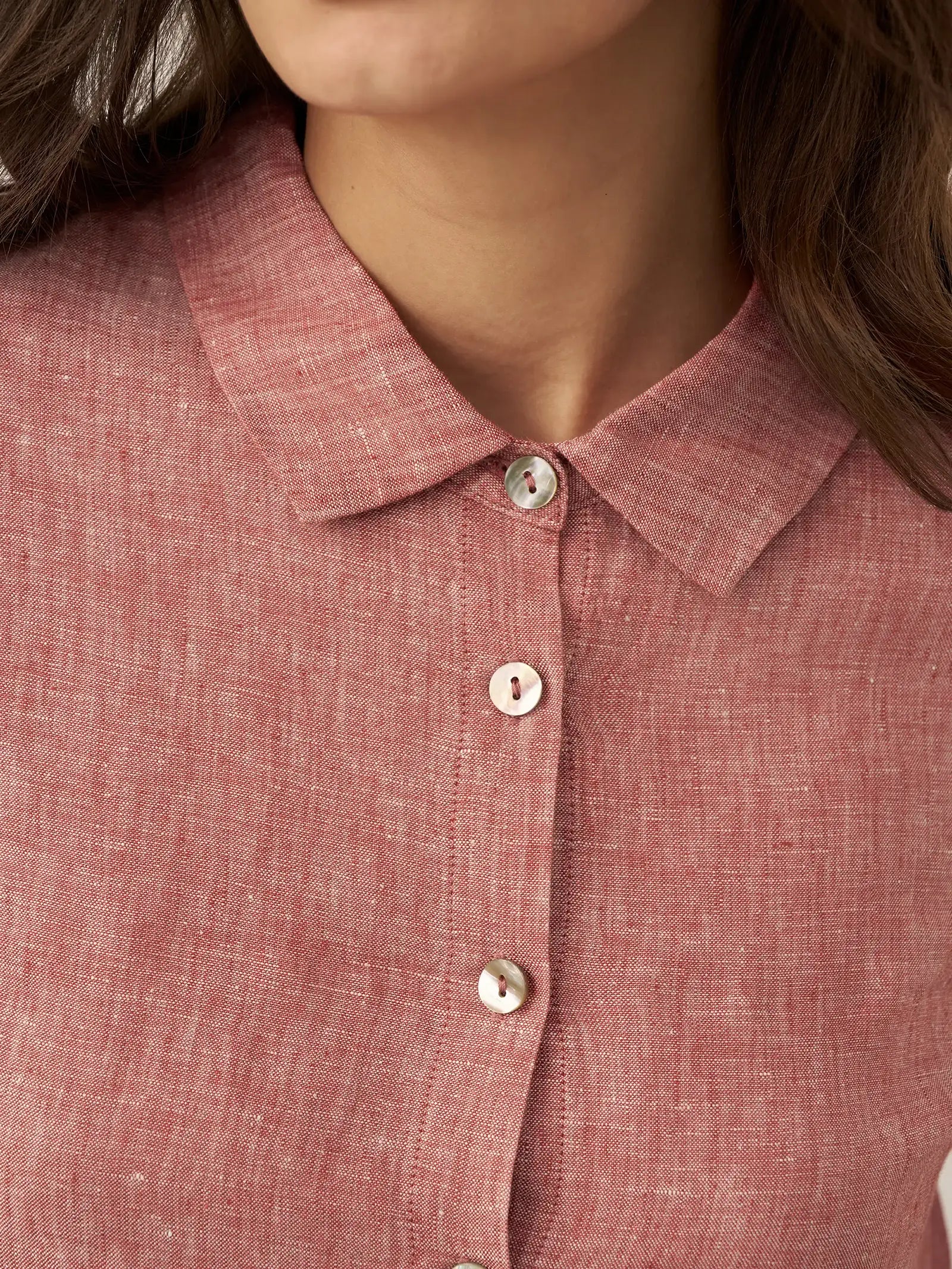 100% Linen Buttoned Closure Color-Blocked Shirt JANICE - Glamourous Grace