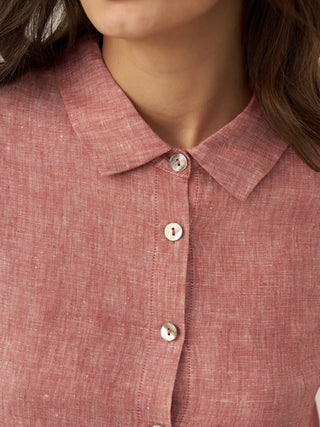 100% Linen Buttoned Closure Color-Blocked Shirt JANICE - Glamourous Grace