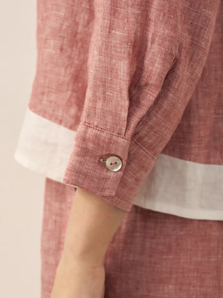 100% Linen Buttoned Closure Color-Blocked Shirt JANICE - Glamourous Grace