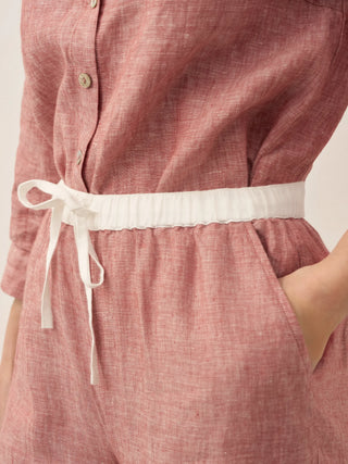 100% Linen Elastic Waist Straight-Leg Trousers JOURDAN - Glamourous Grace