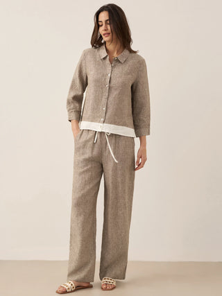 100% Linen Buttoned Closure Color-Blocked Shirt JANICE - Glamourous Grace