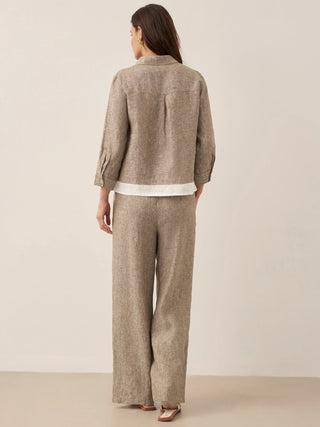 100% Linen Elastic Waist Straight-Leg Trousers JOURDAN - Glamourous Grace
