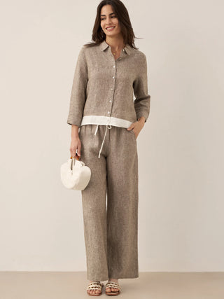 100% Linen Elastic Waist Straight-Leg Trousers JOURDAN - Glamourous Grace