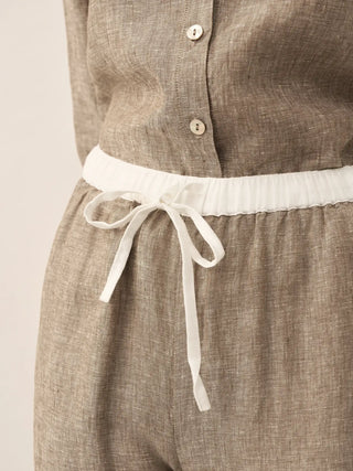 100% Linen Elastic Waist Straight-Leg Trousers JOURDAN - Glamourous Grace