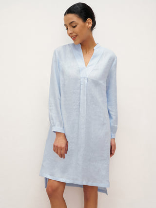 100% Linen V-Neck Pullover Shirt Dress JADEN - Glamourous Grace