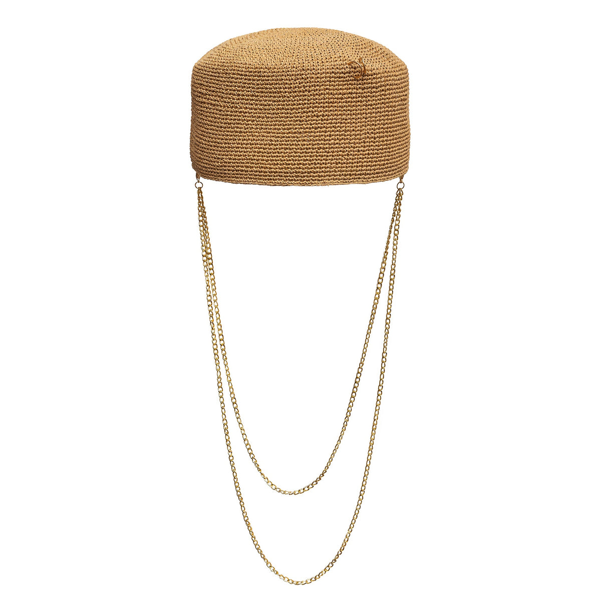 Palomna Double Chain Pierced Hat in Dark Beige