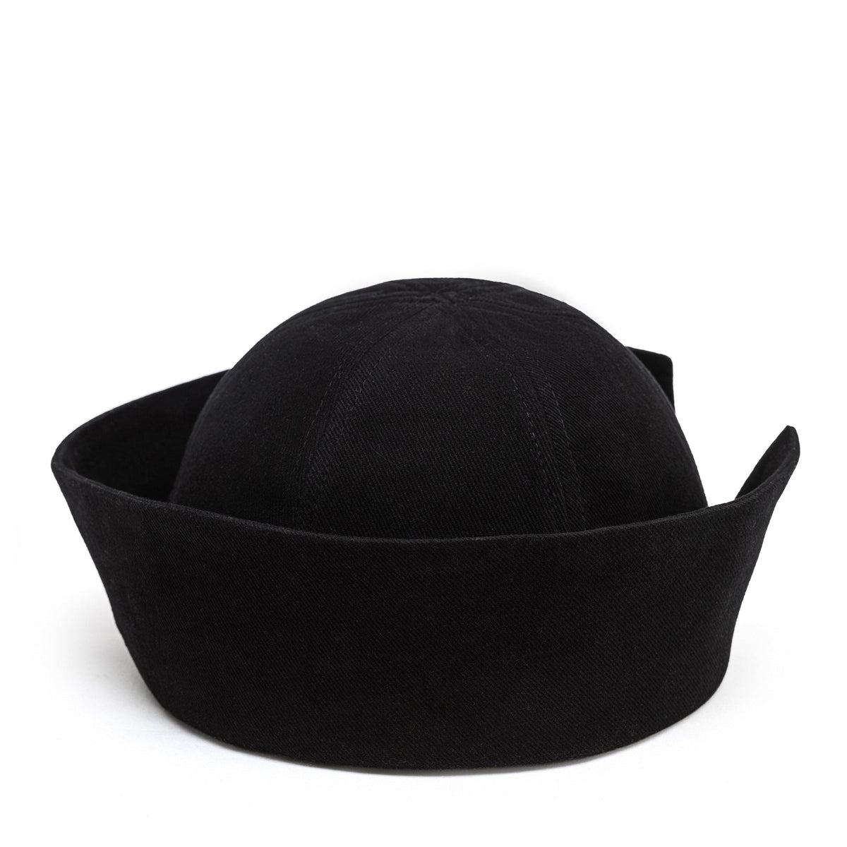 Sailor Cotton Folded Brim Hat in Black