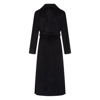 Cambridge Comfort Wraparound Wool Cashmere Coat in Black