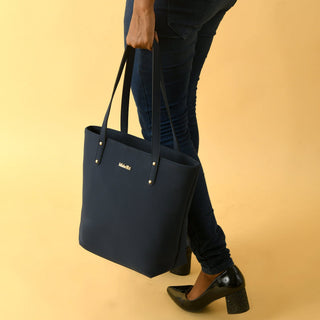 Era Vegan Leather Tote - Navy Blue - Glamourous Grace