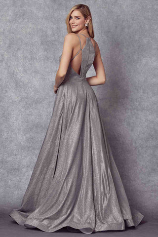 Juliet 204 Criss Cross Back Ball Gown Style Glitter Dress