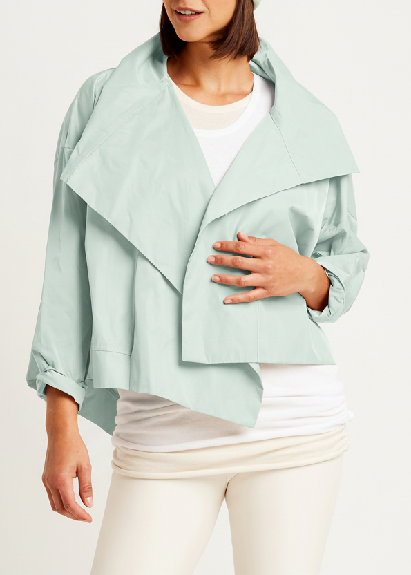 Nylon Cropped Asymmetrical Jacket - Mint - Glamourous Grace