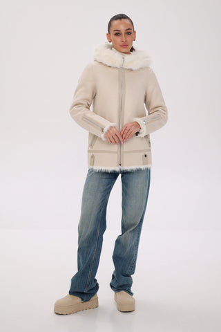 Reversible Hooded Wool Blend Jacket