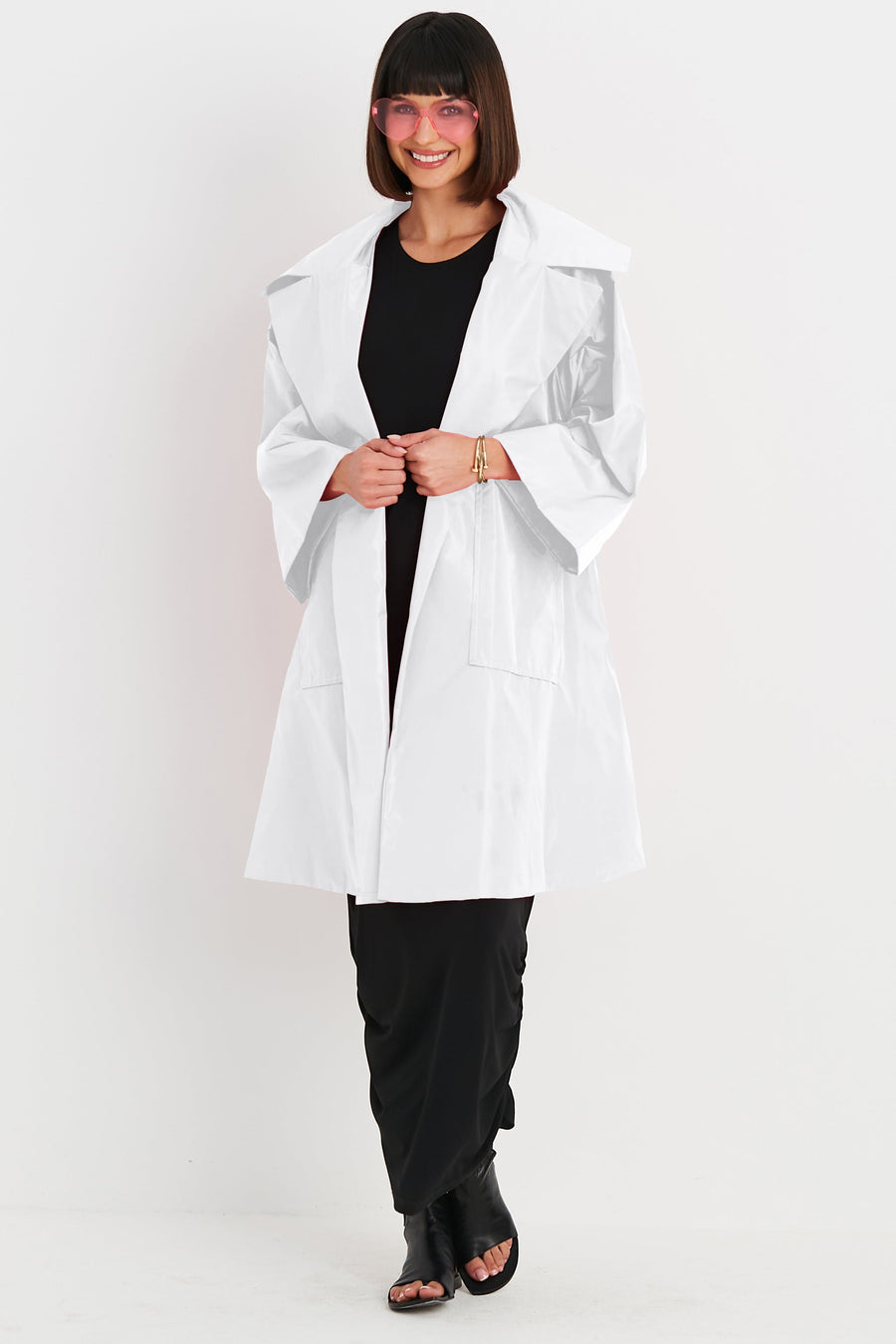 Nylon Emily Coat - White - Glamourous Grace