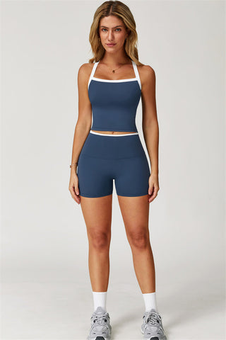The Quest Cross Back Crop Top Shorts 2-Piece Set