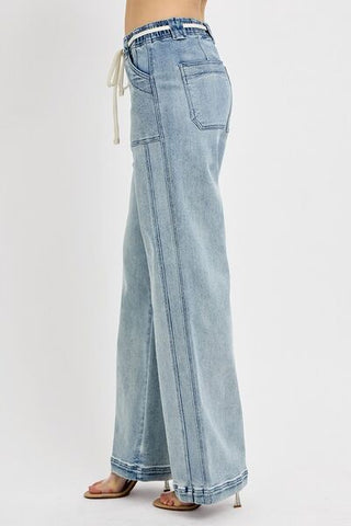 RISEN Four Pocket Straight Leg Blue Denim Jeans