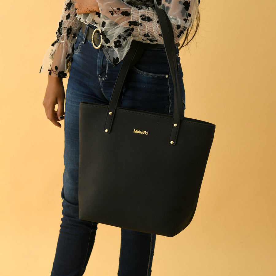 Era Vegan Leather Tote - Midnight Black - Glamourous Grace