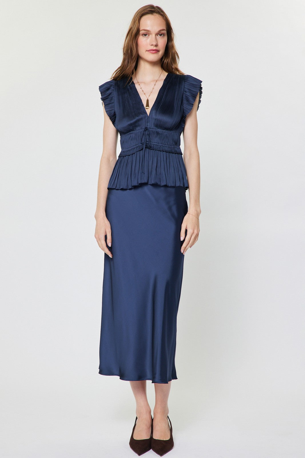 Olivia Navy Peplum Top
