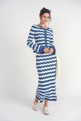 Making Waves Crochet Cardi- Blue