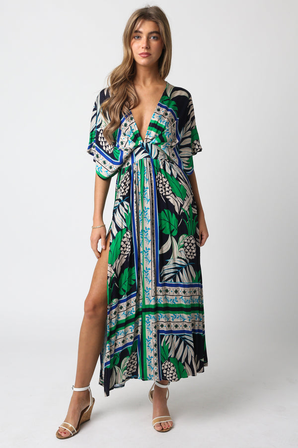Sondra Floral Maxi Dress | Navy Green - Glamourous Grace