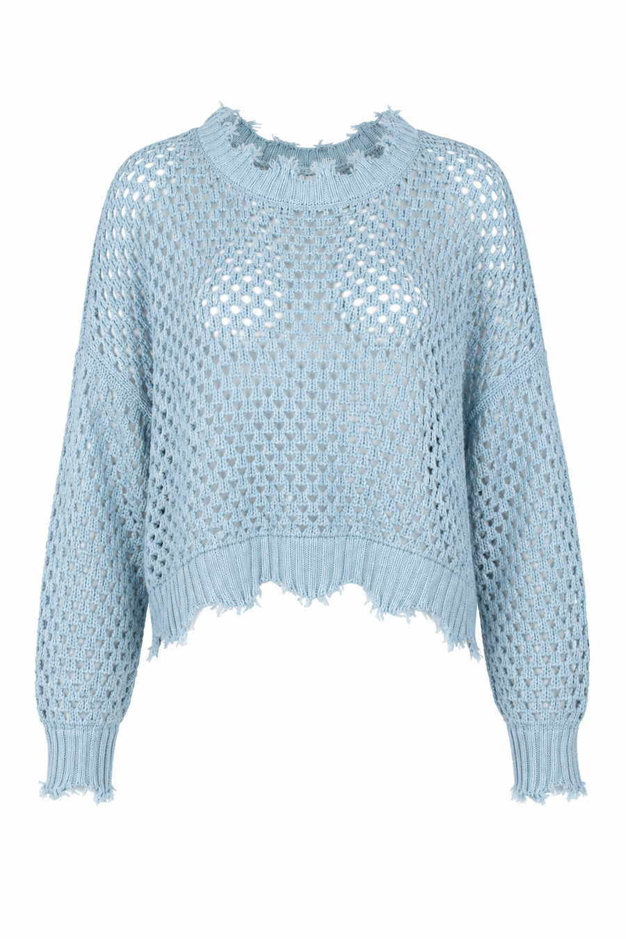 Pima Cotton Hamptons Crewneck Crochet Sweater - Cameo - Glamourous Grace