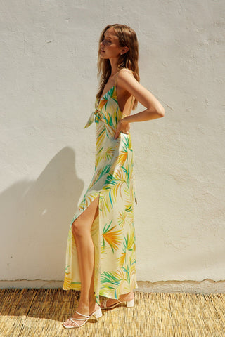 Alana Tropical Palm Leaf Maxi Dress