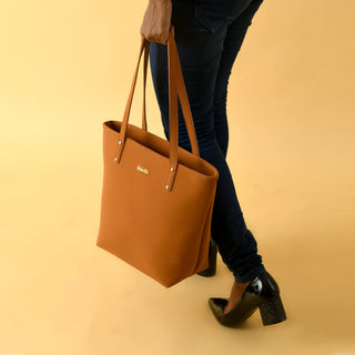 Era Vegan Leather Tote - Tan Brown - Glamourous Grace