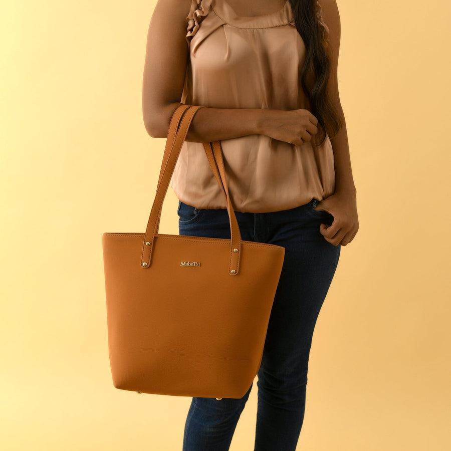 Era Vegan Leather Tote - Tan Brown - Glamourous Grace