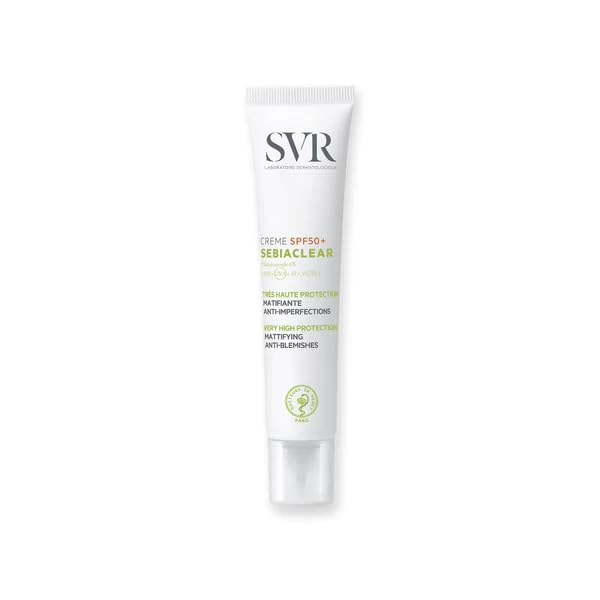 SVR Sebiaclear Krem SPF50+ Sunscreen Cream for Acne-Prone Skin - Matte Finish, Hydrating, 1.35 fl oz - Glamourous Grace