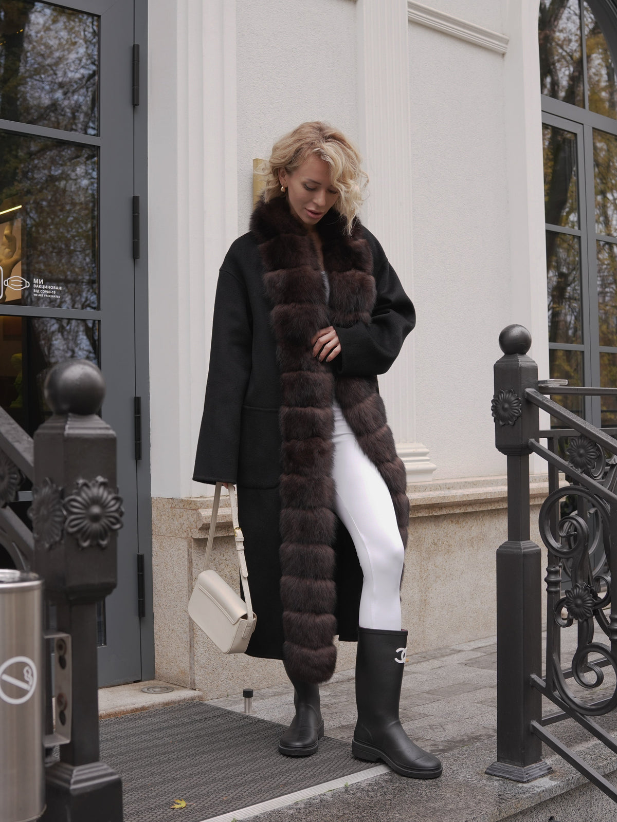 Brackley Genuine Polar Fox Fur Double Face Coat
